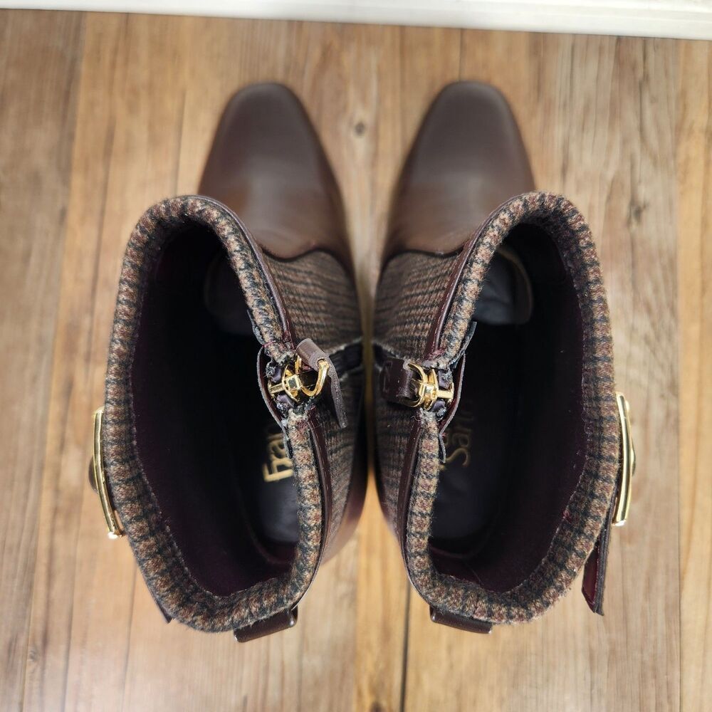 Franco Sarto Tribute Bootie Womens Sz 8.5W Wide Brown Leather Heeled Ankle Boots - Picture 8 of 13